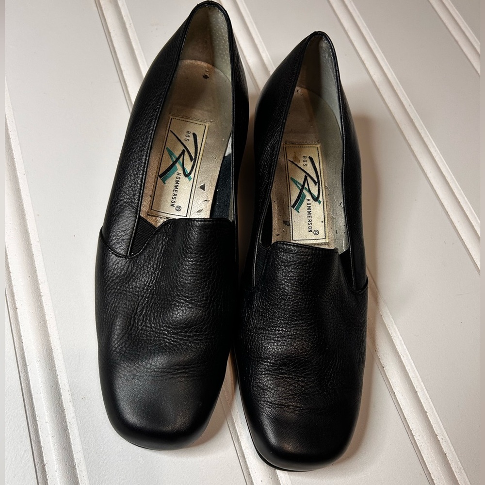 Ross Hommerson Black Leather Slip-On Loafers